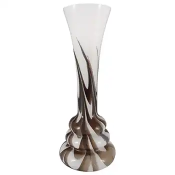 (image for) V.B. Opaline Florence Empoli Marbled Brown & White Glass Vase