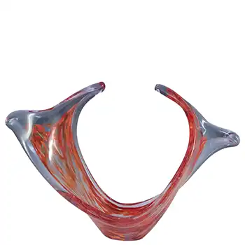 (image for) Viartec Murano Style Red Spanish Glass Horn Sculpture Bowl