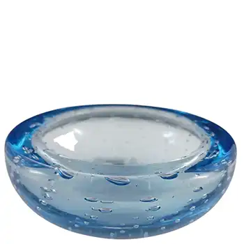 (image for) Whitefriars #9099 Sapphire Blue Glass Controlled Bubble 4" Bowl
