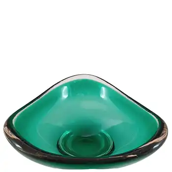 (image for) Whitefriars #9516 Green Cased Glass Three Sided Bowl