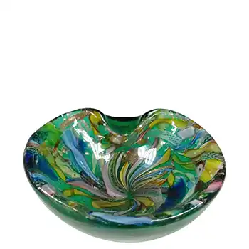 (image for) AVEM Murano Zanfirico Bizantino / Tutti Frutti Green Glass Bowl