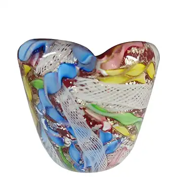 (image for) AVEM Murano Zanfirico Bizantino / Tutti Frutti Red Glass Miniature Vase