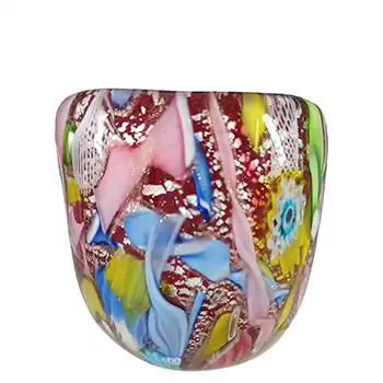 (image for) AVEM Murano Zanfirico Bizantino / Tutti Frutti Red Glass Mini Vase