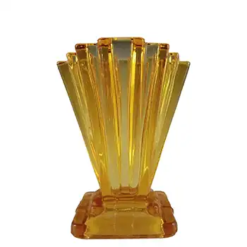 (image for) Bagley #334 Art Deco 4" Vintage Amber Glass 'Grantham' Vase