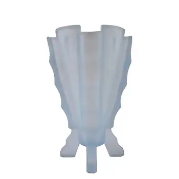 (image for) Bagley #3007 Art Deco 8.5" Frosted Blue Glass 'Bamboo' Vase