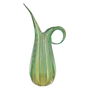(image for) LARGE Barovier & Toso Murano Cordonato d'Oro Gold Leaf Green Glass Vase