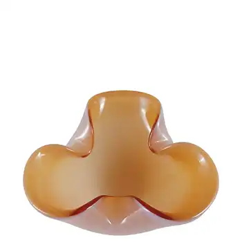 (image for) Murano Vintage Amber & Opalescent White Glass Ashtray Bowl