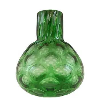 (image for) Borske Sklo Green Glass Optical 'Olives' Vintage Vase