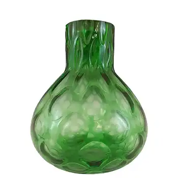 (image for) Borske Sklo Green Glass Optical 'Olives' Retro Vase