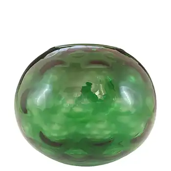 (image for) Borske Sklo Green Glass Optical 'Olives' Globe Vase