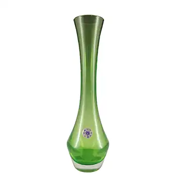 (image for) LABELLED Murano Vintage Green & Clear Cased Glass Stem Vase