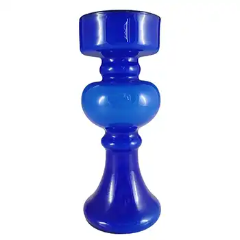 (image for) Empoli Vintage Italian Blue Cased Glass Hooped Vase