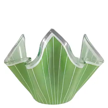 (image for) Chance Brothers Green Glass 'Cordon' Retro Handkerchief Vase