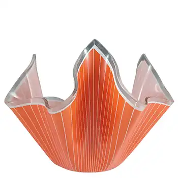 (image for) Chance Brothers Orange Glass 'Cordon' Retro Handkerchief Vase