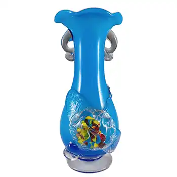 (image for) Chinese Vintage Blue Cased Glass 'Plum Blossom' Vase