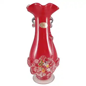 (image for) LABELLED Chinese Vintage Red Cased Glass 'Plum Blossom' Vase