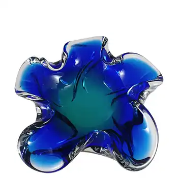 (image for) Chřibská #115/5/15 Czech Blue & Green Glass Ashtray Bowl