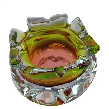 (image for) Chřibská Retro Czech Green & Orange Glass Ashtray Bowl