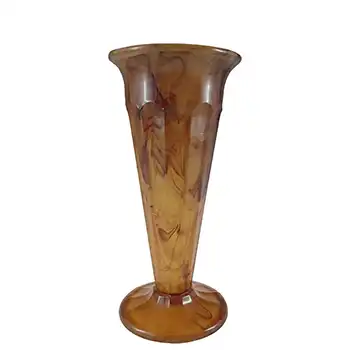 (image for) Davidson #51 Vintage 7.5" Art Deco Amber Cloud Glass Vase