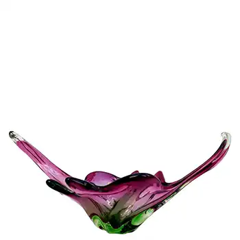 (image for) Cristallo Venezia CCC Murano Pink & Green Glass Bowl - Labelled