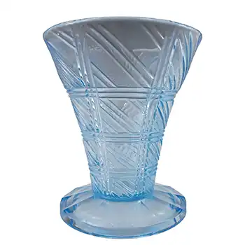 (image for) Vintage Art Deco Czech? 1930's Blue Glass Vase