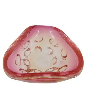 (image for) Murano / Venetian Vintage Pink & Amber Dimpled Glass Bowl