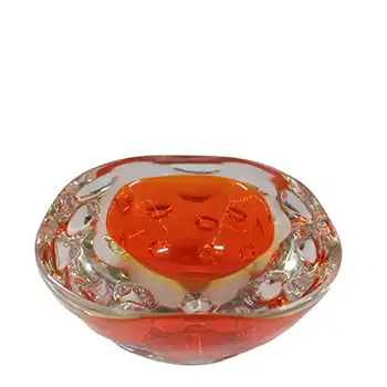 (image for) Galliano Ferro Murano Red & Uranium Sommerso Glass Geode Bowl
