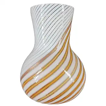 (image for) Aureliano Toso / Dino Martens Mezza Filigrana Orange Glass Vase