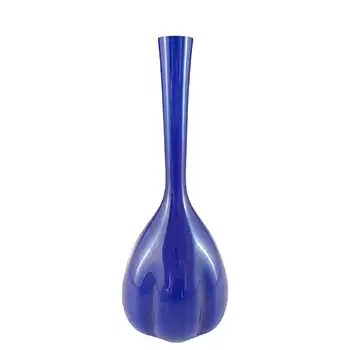 (image for) Elme Glasbruk Scandinavian Blue Cased Glass 'Melon-Form' Vase