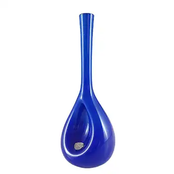 (image for) Elme Scandinavian Blue Cased Glass 'Dimpled" Vase by Gunnar Ander