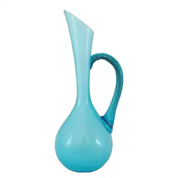 (image for) Empoli 1970's Italian Blue Retro Cased Glass Jug / Vase