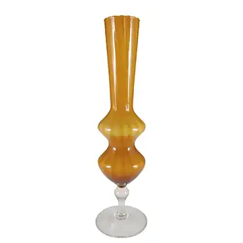 (image for) Empoli Vintage Italian Amber Retro Cased Glass Vase