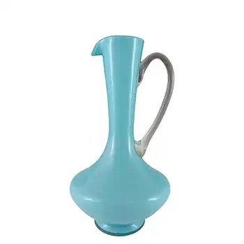 (image for) LARGE Empoli Vintage Retro Blue Cased Glass Vase / Jug