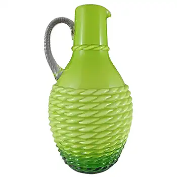 (image for) Stelvia Empoli Green Cased Glass 'Basket Weave' Vase / Jug