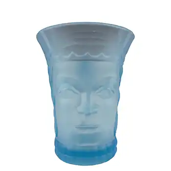 Art Deco Vintage Blue Glass Kings Head Face Tankard #1 (image for) Art Deco Vintage Blue Glass Kings Head Face Tankard #1
