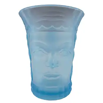 Art Deco Vintage Blue Glass Kings Head Face Tankard #3 (image for) Art Deco Vintage Blue Glass Kings Head Face Tankard #3