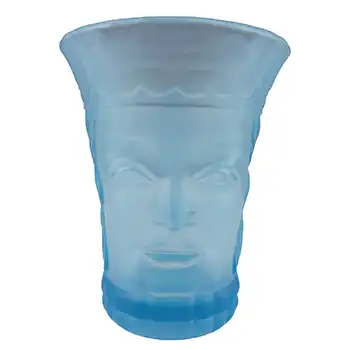 Art Deco Vintage Blue Glass Kings Head Face Tankard #2 (image for) Art Deco Vintage Blue Glass Kings Head Face Tankard #2