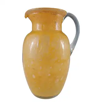 (image for) LABELLED French "Blue Lagon BC" Clouded Orange Bubble Glass Jug/Vase