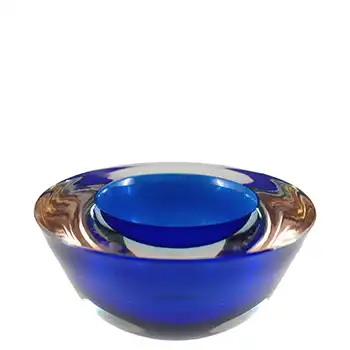 (image for) Murano Blue & Clear Sommerso Glass Vintage Geode Bowl