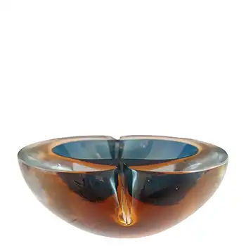 (image for) Murano Vintage Blue & Amber Sommerso Glass Geode Bowl
