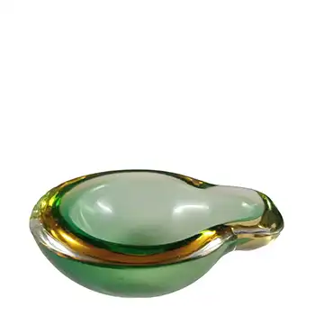 (image for) Murano Green & Amber Sommerso Glass Teardrop Geode Bowl