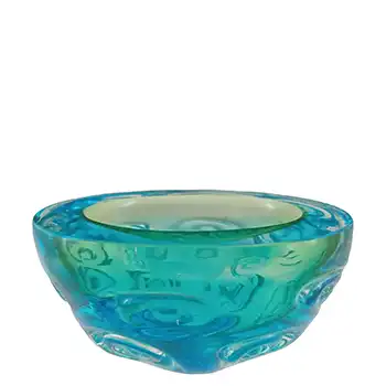 (image for) Murano Blue & Green Sommerso Glass Dimpled Geode Bowl