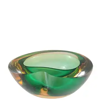 (image for) Murano Green & Amber Sommerso Glass Vintage Geode Bowl