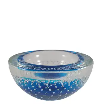 (image for) Galliano Ferro Murano Blue & Clear Glass Bullicante Bowl