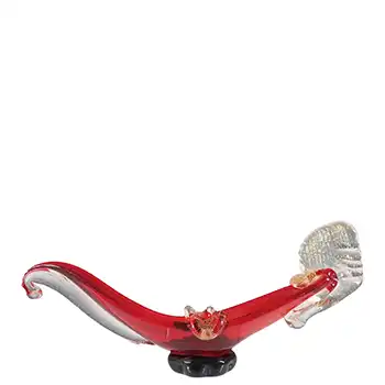 (image for) Murano / Venetian Red & Gold Leaf Glass Gondola Ashtray Bowl