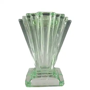 (image for) Bagley #334 Art Deco 4" Vintage Green Glass 'Grantham' Vase