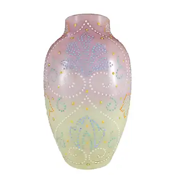 (image for) Harrach Victorian Hand Painted/Enamelled 'Moroccan Ware' Glass Vase