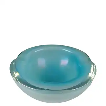 (image for) Murano / Venetian Iridescent Blue Cased Glass Ashtray Bowl