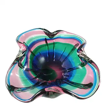 (image for) Iwatsu Japanese Multicoloured Rainbow Cased Glass Retro Bowl