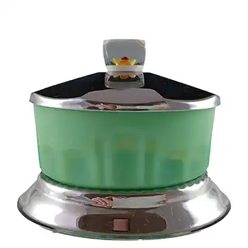 (image for) Art Deco Jade Green Glass & Chrome Lidded Bowl / Pot